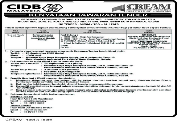 Kenyataan Tender